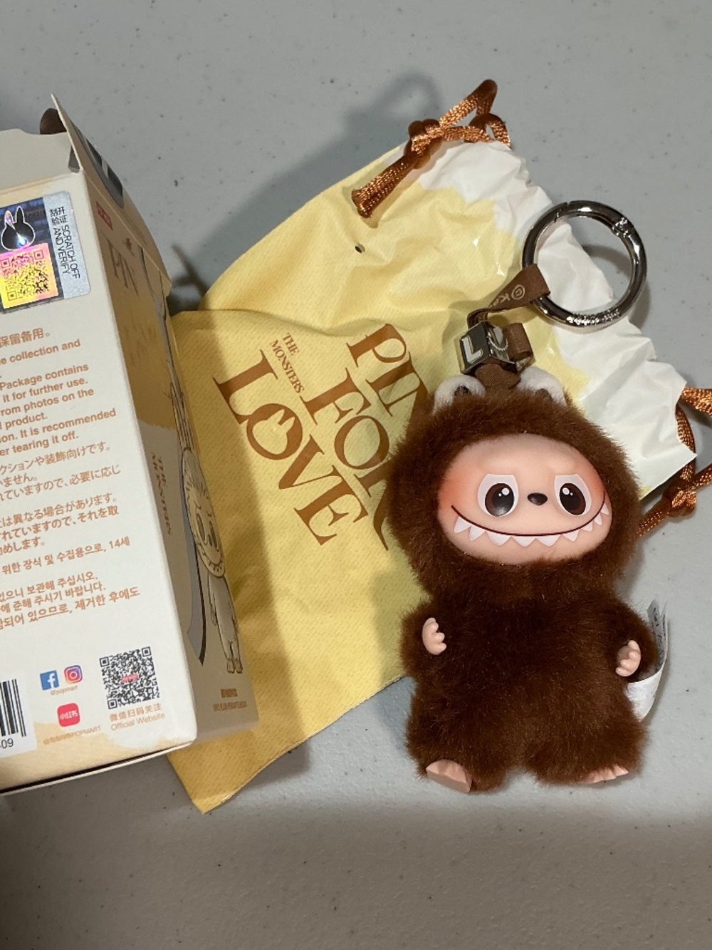 Pop Mart Labubu the monsters Pin for Love brown letter L